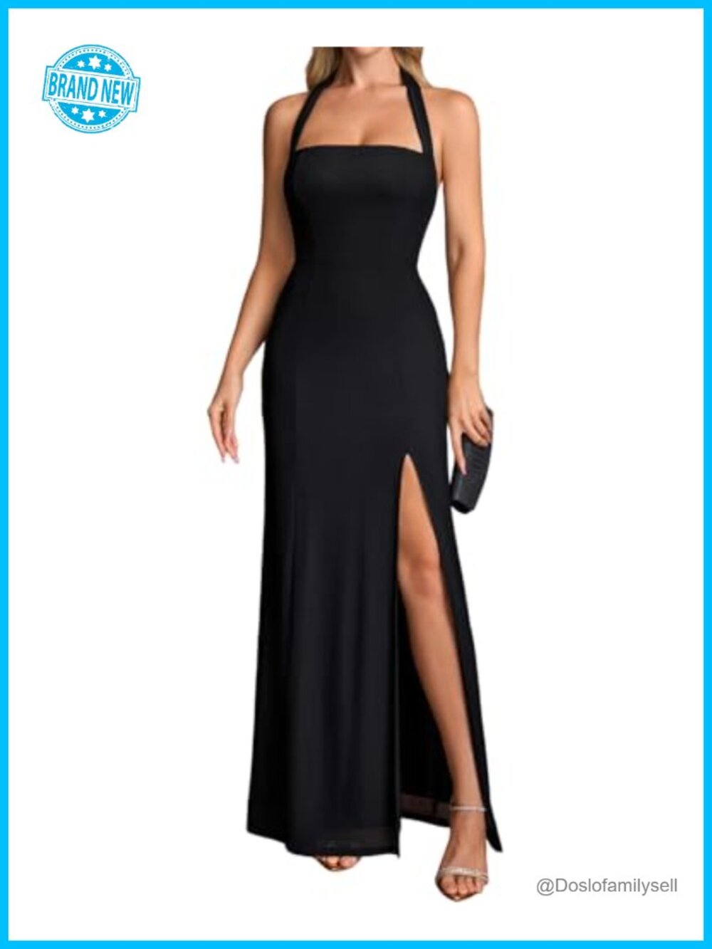 Women's Floral Halter Maxi Bodycon Dress Wedding Guest Formal